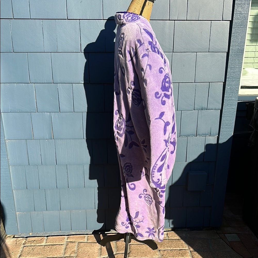 Just Love Purple Floral Robe 1X purple zip front - Picture 6 of 11